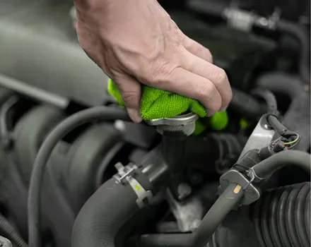 Engine oil service bay at Focus Auto Dubai