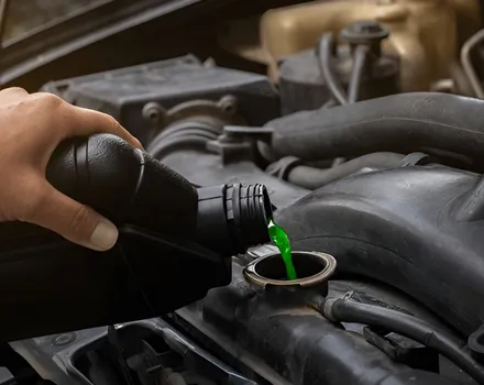 Professional engine oil change and drain service at Focus Auto Dubai